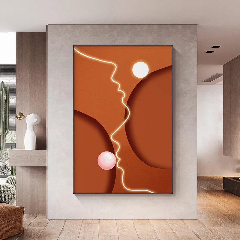 Modern Abstract Line Art Figure Art Fine Art Canvas Prints - Boutique Fashion Art For Living Room Bedroom Contemporary Salon Art Decor