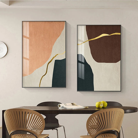 Modern Abstract Nordic Color Block Wall Art Fine Art Canvas Prints - Neutral Color Pictures For Living Room Dining Room Art For Contemporary Interiors