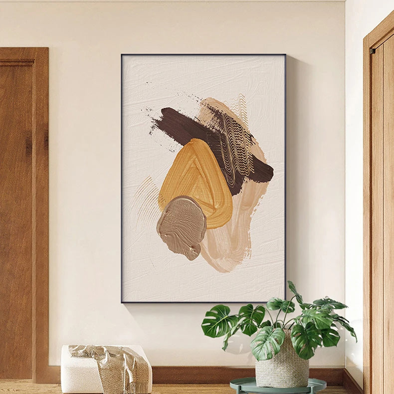 Modern Abstract Thick Brush Orange Beige Nordic Wall Art Fine Art Canvas Prints - Pictures For Living Room Bedroom Art For Contemporary Interiors