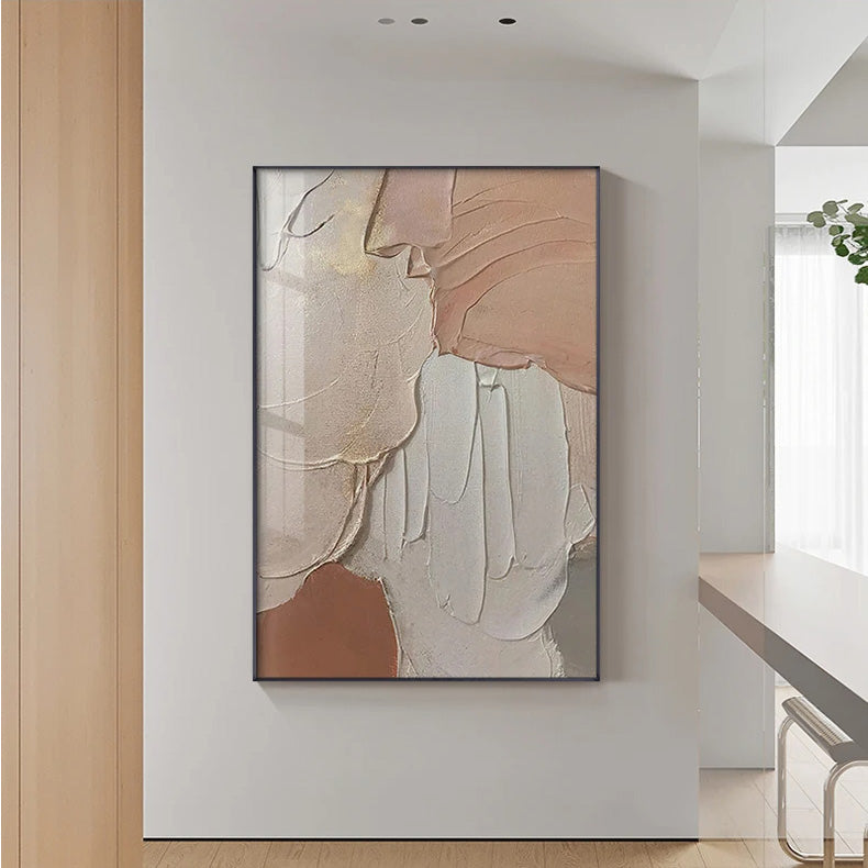 Modern Abstract Thick Brush Shades Of Beige Terracotta Pink Wall Art Fine Art Canvas Prints - Salon Art For Living Room Bedroom Modern Art For Contemporary Interior Design