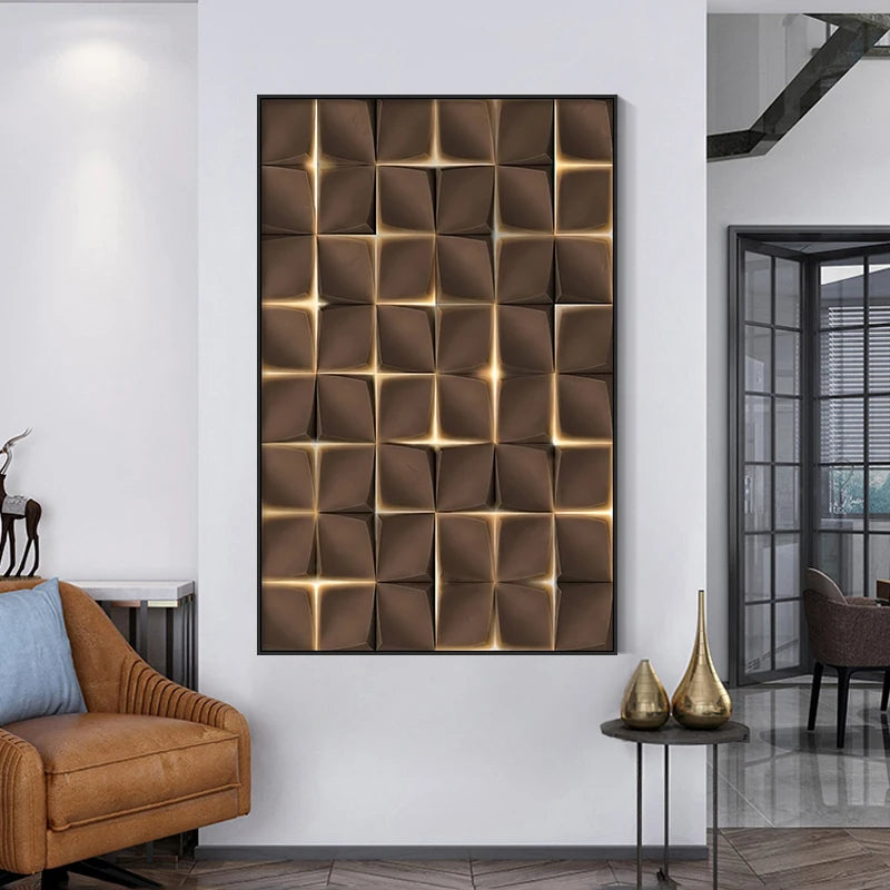 Modern Aesthetics 3D Effect Abstract Geometric Wall Art Fine Art Canvas Prints - Art For Modern Apartment Living Room Dining Room Home Office Art Decor
