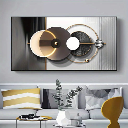 Modern Aesthetics Abstract Celestial Geometry Wall Art Fine Art Canvas Prints - Neutral Color Art For Modern Apartment Living Room Dining Room Home Office Decor