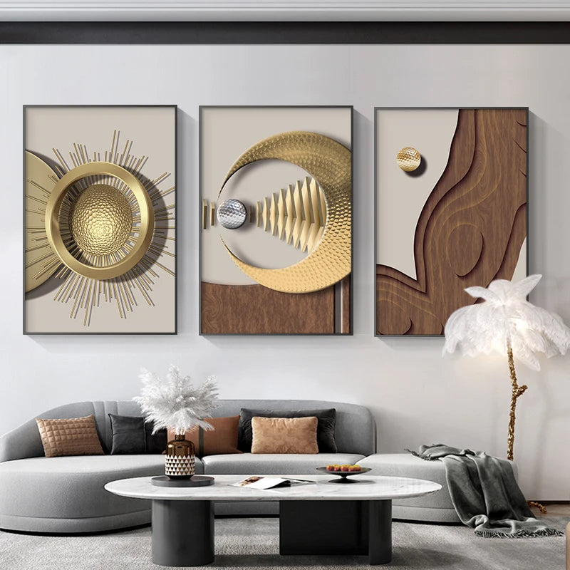 Modern Aesthetics Abstract Celestial Geometry Wall Art Fine Art Canvas Prints - Picture For Living Room Bedroom Art For Contemporary Home and Office Interior Design