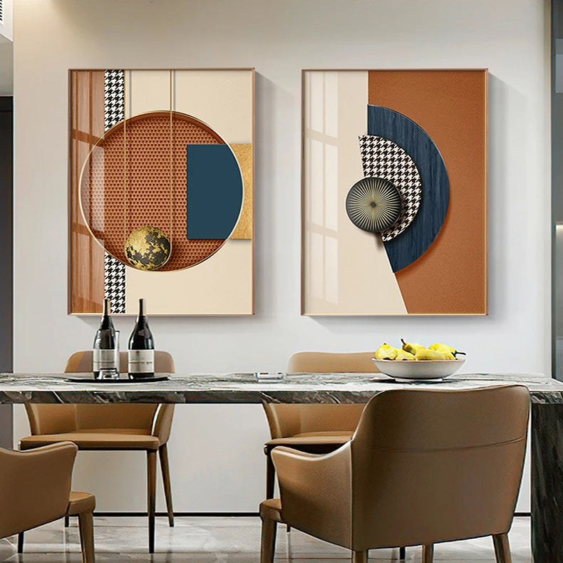 Modern Aesthetics Abstract Earth Geometry Wall Art Fine Art Canvas Prints - Modern Artworks For Living Room Dining Room Foyer Art For Modern Office Meeting Room