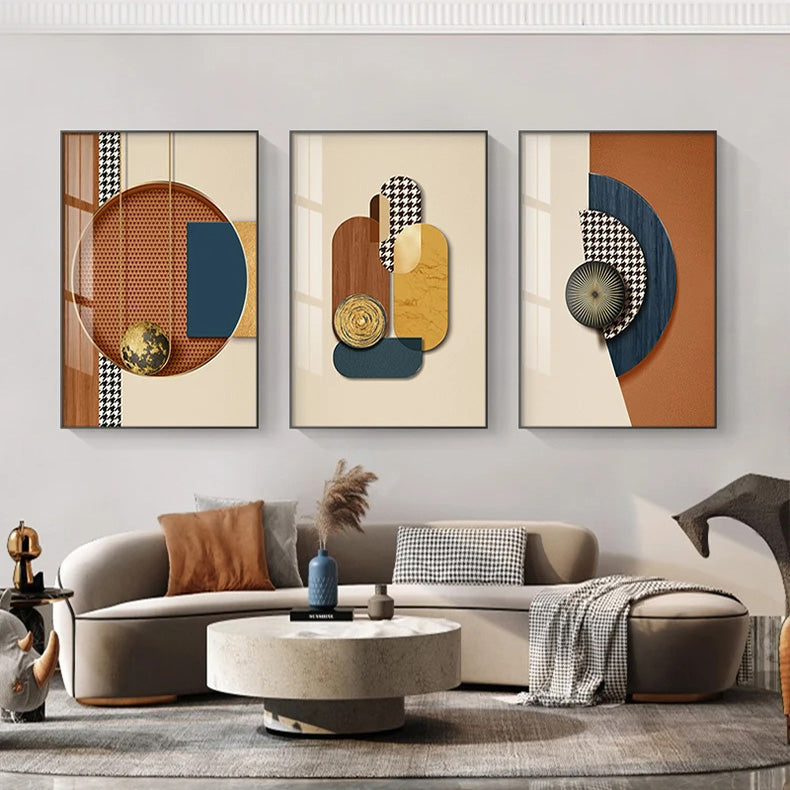 Modern Aesthetics Abstract Earth Geometry Wall Art Fine Art Canvas Prints - Modern Artworks For Living Room Dining Room Foyer Art For Modern Office Meeting Room