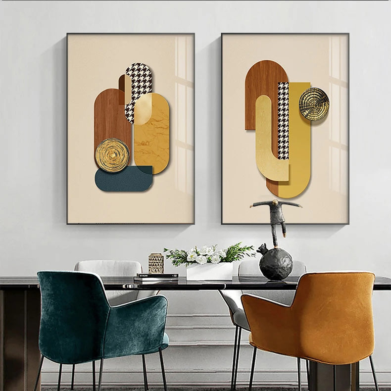 Modern Aesthetics Abstract Earth Geometry Wall Art Fine Art Canvas Prints - Modern Artworks For Living Room Dining Room Foyer Art For Modern Office Meeting Room