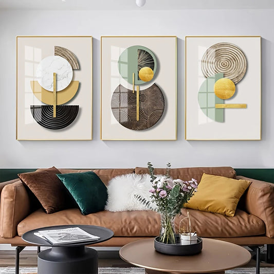 Modern Aesthetics Abstract Geometric Circles Wall Art Fine Art Canvas Prints - Modern Art For Living Room Dining Room Home Office Art For Contemporary Interiors