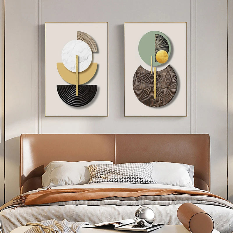 Modern Aesthetics Abstract Geometric Circles Wall Art Fine Art Canvas Prints - Modern Art For Living Room Dining Room Home Office Art For Contemporary Interiors