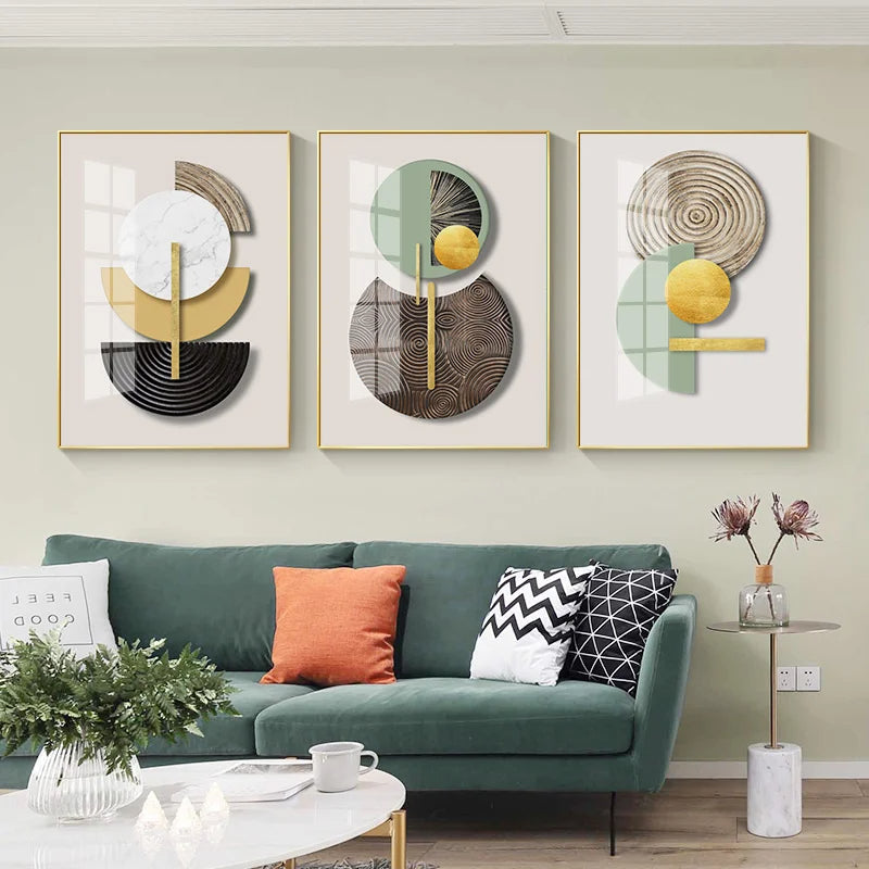 Modern Aesthetics Abstract Geometric Circles Wall Art Fine Art Canvas Prints - Modern Art For Living Room Dining Room Home Office Art For Contemporary Interiors