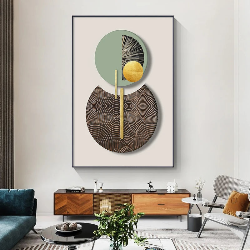 Modern Aesthetics Abstract Geometric Circles Wall Art Fine Art Canvas Prints - Modern Art For Living Room Dining Room Home Office Art For Contemporary Interiors