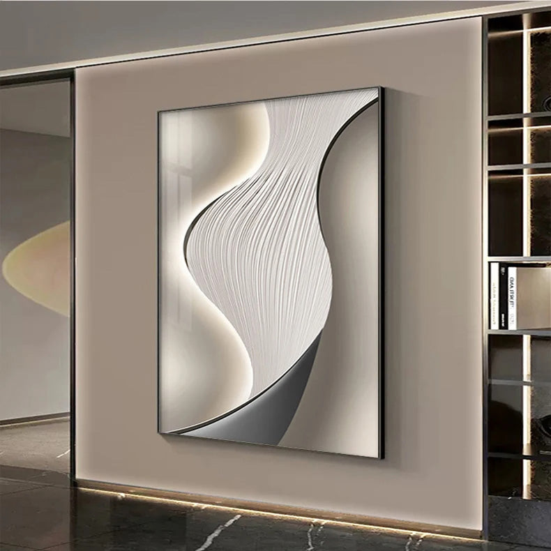 Minimalist Flowing Lines Geometric Abstract Wall Art Fine Art Canvas Prints - Modern Aesthetics Art For Living Room Foyer Dining Room Office Reception Art For Contemporary Interiors