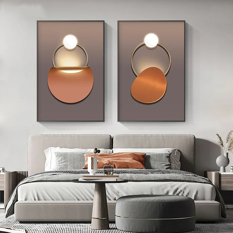 Modern Aesthetics Celestial Geometry Wall Art Fine Art Canvas Prints - Modern Artwork For Living Room Dining Room Home Office Art For Contemporary Interiors