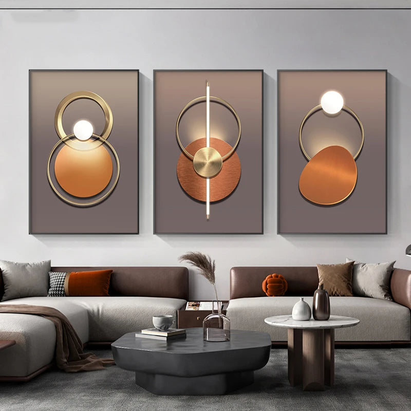 Modern Aesthetics Celestial Geometry Wall Art Fine Art Canvas Prints - Modern Artwork For Living Room Dining Room Home Office Art For Contemporary Interiors