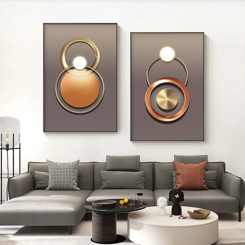 Modern Aesthetics Celestial Geometry Wall Art Fine Art Canvas Prints - Modern Artwork For Living Room Dining Room Home Office Art For Contemporary Interiors