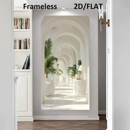Modern Archway Corridor Canvas Print – Bright White Space Enhancing Architectural Wall Art for Modern Apartment Hallway and Living Room