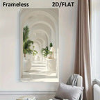 Modern Archway Corridor Canvas Print – Bright White Space Enhancing Architectural Wall Art for Modern Apartment Hallway and Living Room