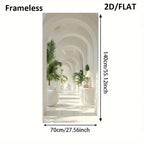 Modern Archway Corridor Canvas Print – Bright White Space Enhancing Architectural Wall Art for Modern Apartment Hallway and Living Room