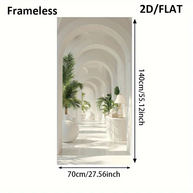 Modern Archway Corridor Canvas Print – Bright White Space Enhancing Architectural Wall Art for Modern Apartment Hallway and Living Room