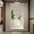 Modern Archway Corridor Canvas Print – Bright White Space Enhancing Architectural Wall Art for Modern Apartment Hallway and Living Room
