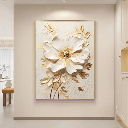 Modern Bohemian Botanical Beige White Floral Wall Art Fine Art Canvas Prints - Modern Art For Living Room Dining Room Bedroom Art For Contemporary Interiors
