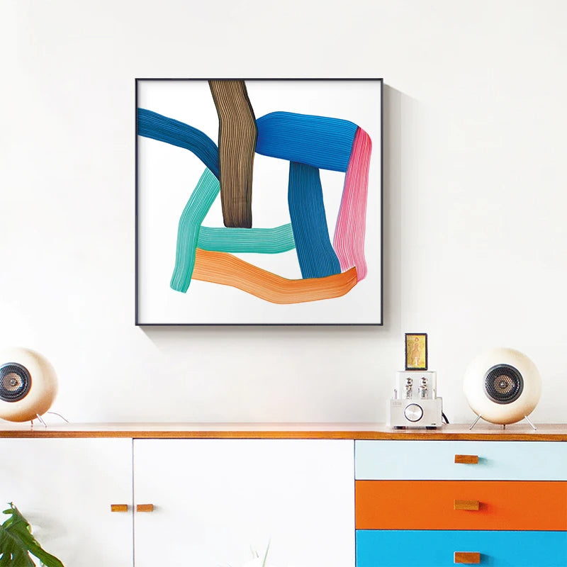 Modern Color Splash Minimalist Abstract Wall Art Fine Art Canvas Prints - Square Format Artworks For Living Room Dining Room Modern Art For Contemporary Spaces