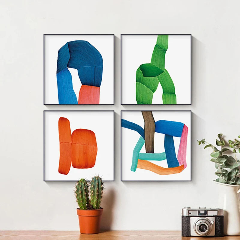 Modern Color Splash Minimalist Abstract Wall Art Fine Art Canvas Prints - Square Format Artworks For Living Room Dining Room Modern Art For Contemporary Spaces