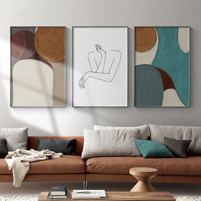Modern Colors Geometric Abstract Wall Art Fine Art Canvas Prints - Colorful Artwork For Living Room Bedroom Dining Room Art For Contemporary Interiors