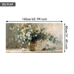 Modern Eucalyptus Floral Wall Art Fine Art Canvas Print – Neutral Green Beige White Botanical Artwork for Contemporary Living Room Décor