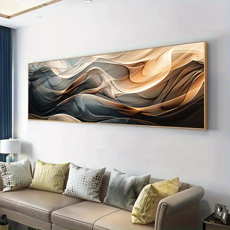 Modern Flowing Abstract Wide Format Wall Art Fine Art Canvas Prints - Living Room Art For Above The Sofa Wide Abstract Art For Above The Bed Art For Modern Living