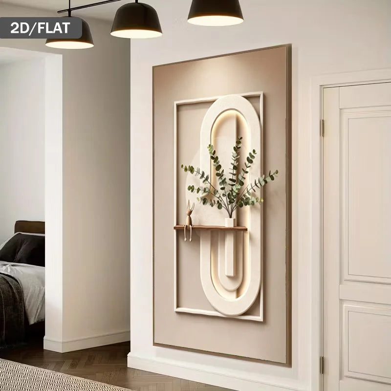 Decorative wall art with plants in a modern interior setting