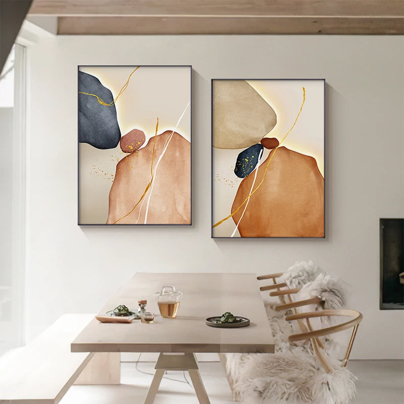 Modern Geomorphic Abstract Nordic Wall Art Fine Art Canvas Prints - Modern Art For Living Room Dining Room Art For Contemporary Home Office Interiors