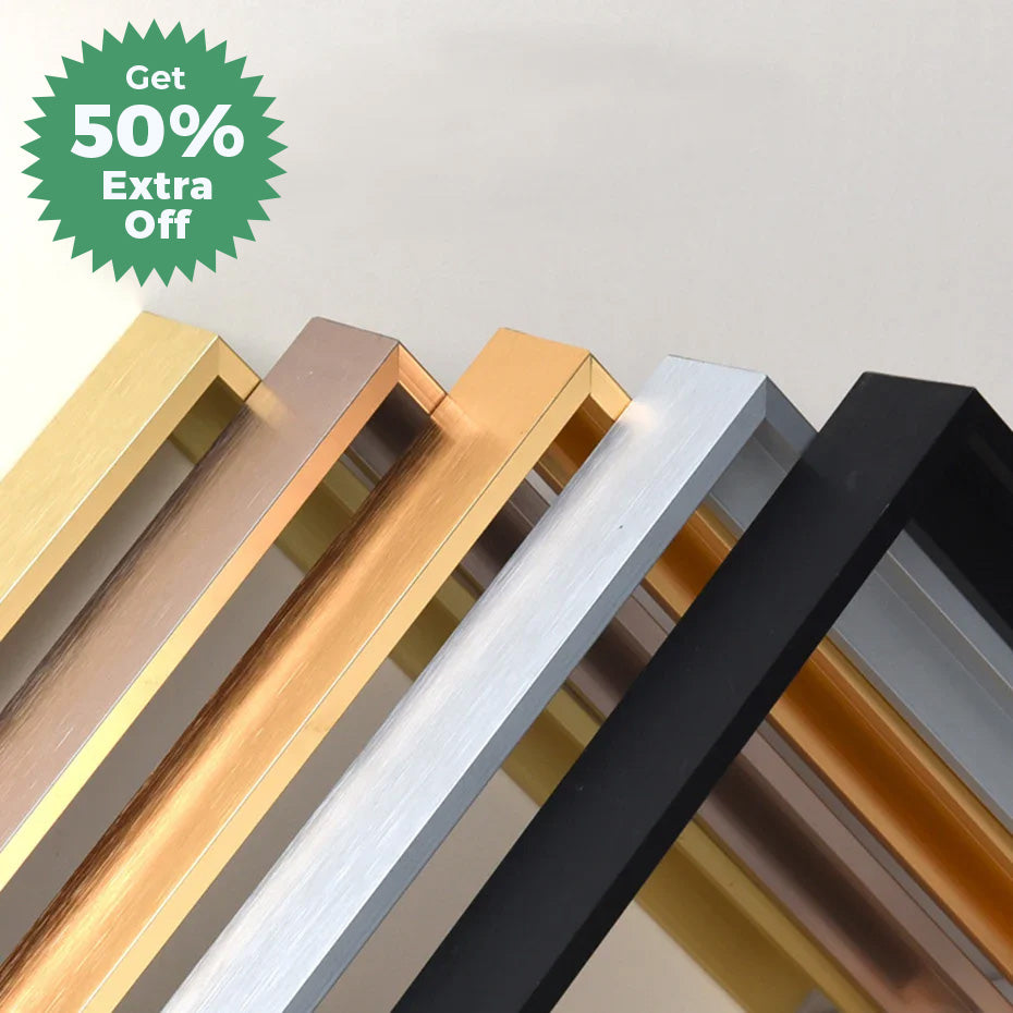 Modern Luxury Square Format Metal Picture Frame Kits 40x40, 50x50, 60x60cm etc Aluminium Frames Brushed Gold Silver Black Metal With Inner Wooden Frame