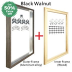 Modern Luxury Square Format Metal Picture Frame Kits 40x40, 50x50, 60x60cm etc Aluminium Frames Brushed Gold Silver Black Metal With Inner Wooden Frame
