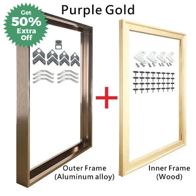 Modern Luxury Square Format Metal Picture Frame Kits 40x40, 50x50, 60x60cm etc Aluminium Frames Brushed Gold Silver Black Metal With Inner Wooden Frame