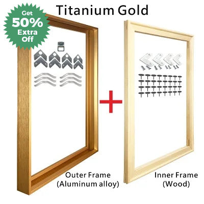 Modern Luxury Square Format Metal Picture Frame Kits 40x40, 50x50, 60x60cm etc Aluminium Frames Brushed Gold Silver Black Metal With Inner Wooden Frame