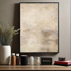Modern Neutral Abstract Wall Art – Minimalist Beige & Cream Canvas Print with Soft Brushstroke Flow & Contemporary Geometric Aesthetic