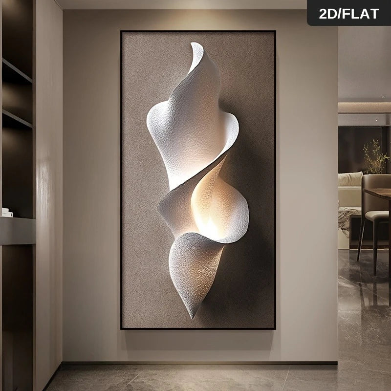 Abstract wall sculpture in a modern interior setting