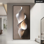 Modern Sculptural Abstract Wall Art – Textured Flowing Form with Soft Ambient Glow | Luxury Contemporary Unframed Canvas Print for Elegant Living Room & Hallway Decor