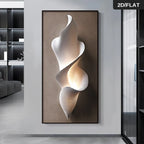 Modern Sculptural Abstract Wall Art – Textured Flowing Form with Soft Ambient Glow | Luxury Contemporary Unframed Canvas Print for Elegant Living Room & Hallway Decor