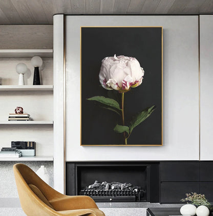 Modern Simple Pink Floral Wall Art Fine Art Canvas Prints - Scandinavian Style Botanic Pictures For Living Room Dining Room Kitchen Art Decor For Contemporary Interiors