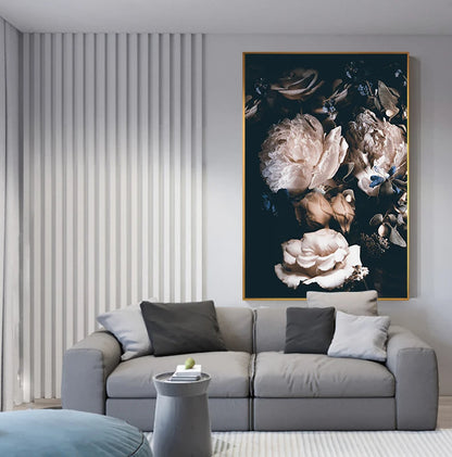 Modern Simple Pink Floral Wall Art Fine Art Canvas Prints - Scandinavian Style Botanic Pictures For Living Room Dining Room Kitchen Art Decor For Contemporary Interiors