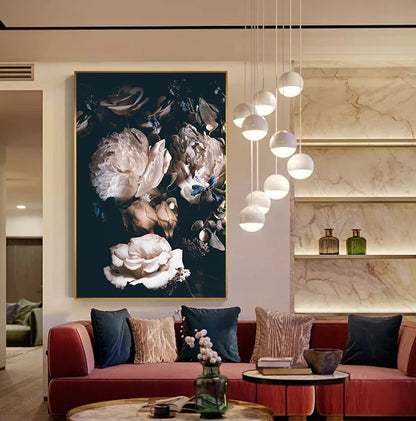 Modern Simple Pink Floral Wall Art Fine Art Canvas Prints - Scandinavian Style Botanic Pictures For Living Room Dining Room Kitchen Art Decor For Contemporary Interiors