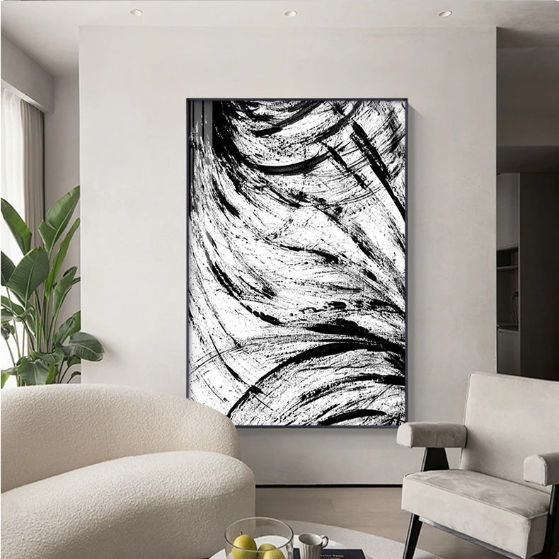 Modern Urban Abstract Black White Wall Art Fine Art Canvas Prints - Artworks For Modern Apartment Living Room Dining Room Art For Contemporary Home or Office