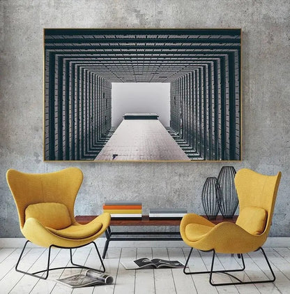 Modern Urban Architectural Wall Art Fine Art Canvas Prints - Black White Posters & Prints For Living Room Dining Room Art For Contemporary Home and Office Interiors