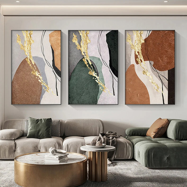 Natural Colors Nordic Abstract Wall Art Fine Art Canvas Prints - Pictures For Modern Apartment Living Room Dining Room Foyer Art For Scandinavian Inspired Interiors