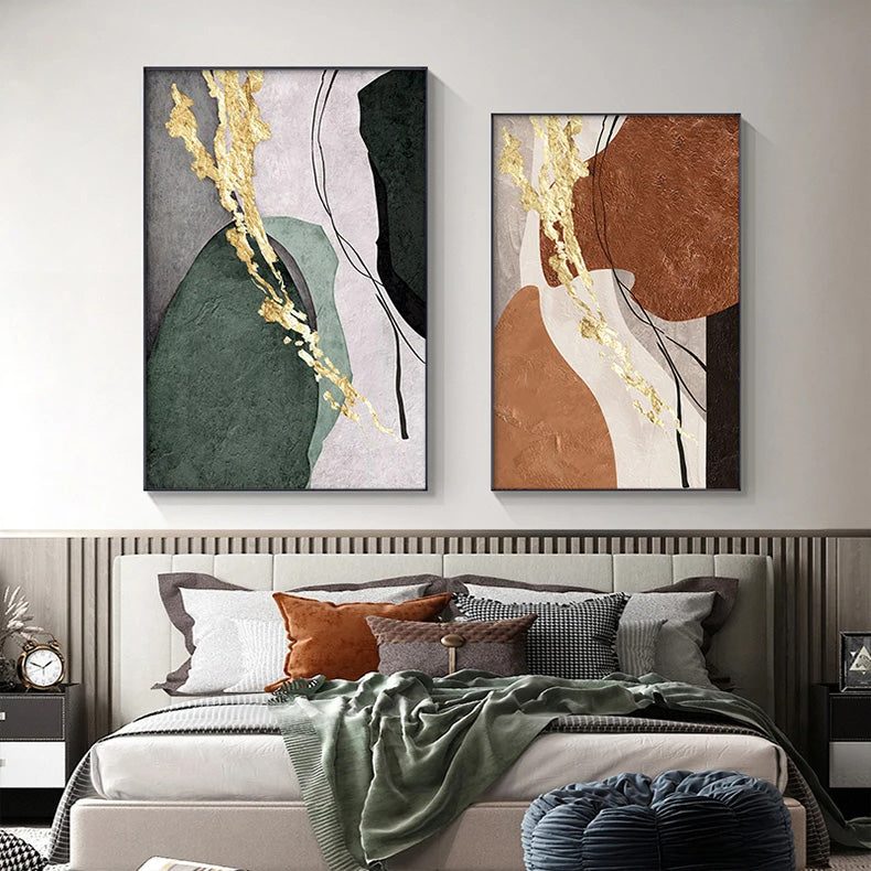 Natural Colors Nordic Abstract Wall Art Fine Art Canvas Prints - Pictures For Modern Apartment Living Room Dining Room Foyer Art For Scandinavian Inspired Interiors