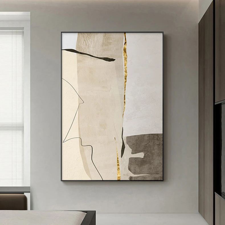 Neutral Colors Beige Grey Nordic Abstract Geomorphic Wall Art Fine Art Canvas Prints - Art For Modern Apartment Living Room Dining Room Home Office Decor