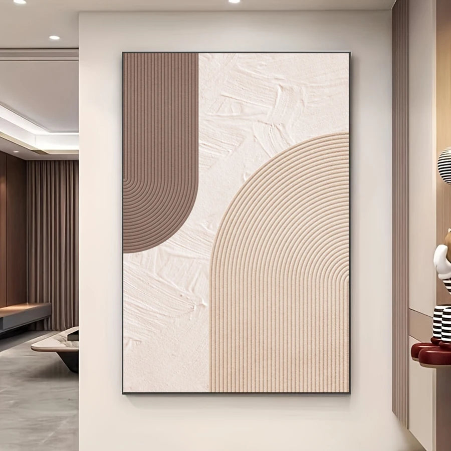 Neutral Colors Minimalist Abstract Geometric Wall Art Fine Art Canvas Prints - Modern Art For Reception Room Foyer Living Room Art For Contemporary Apartment Decor