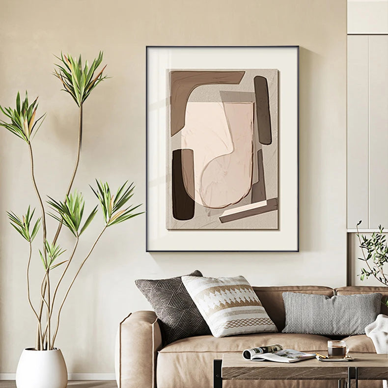 Neutral Palette Contemporary Geometric Abstract Wall Art Fine Art Canvas Prints - Modern Art For Living Room Dining Room Home Office Art Decor