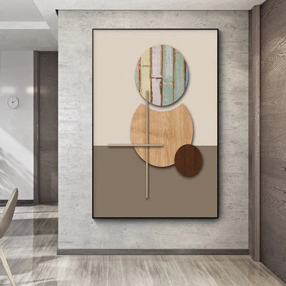 Neutral Tones Modern Aesthetics Abstract Sun Moon Wall Art Fine Art Canvas Prints - Neutral Tones Pictures For Entrance Hall Foyer Living Room Dining Room Art Decor